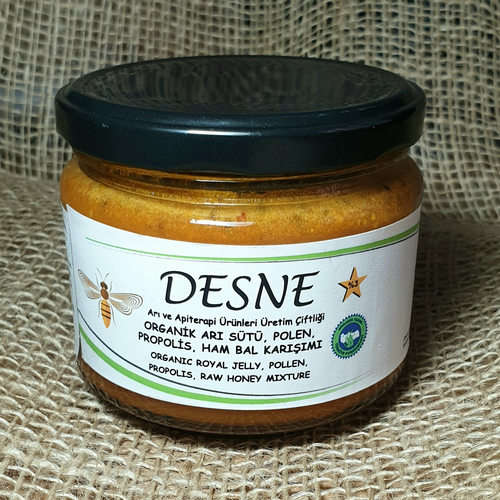 Organik Arı Sütü, Polen, Propolis, Ham Bal Karışımı 360 Gr